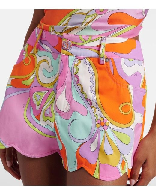 Emilio Pucci Orange Orchidee Halterneck Silk Twill Top