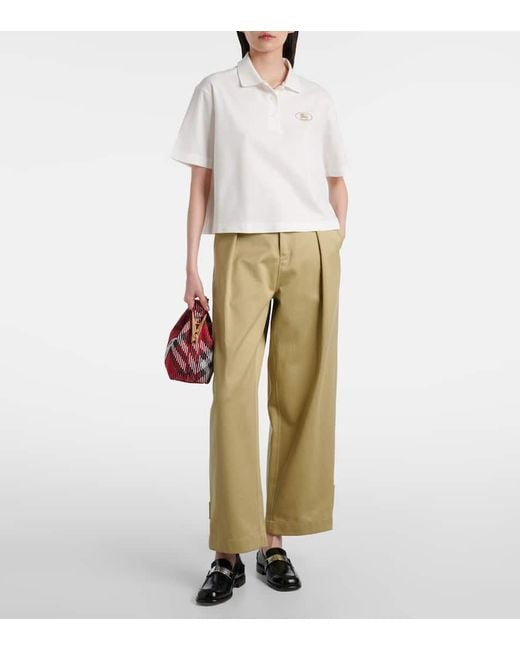Burberry White Logo Cotton Polo Shirt