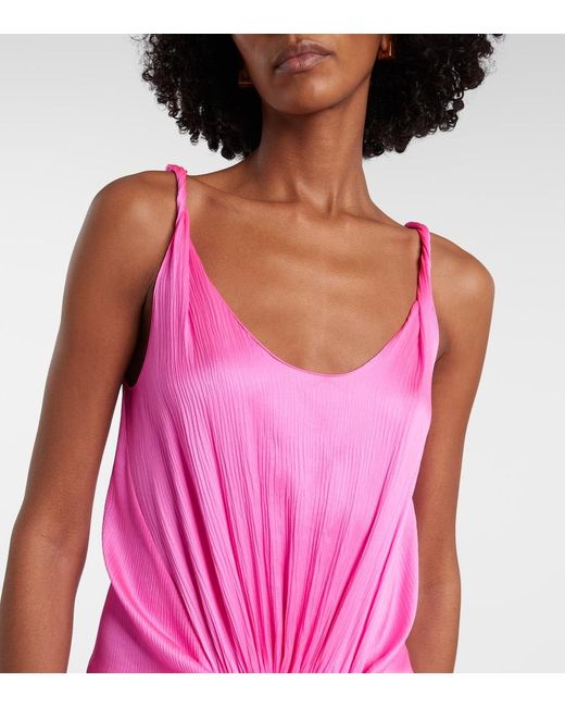 J.W. Anderson Pink Gathered Silk Maxi Dress