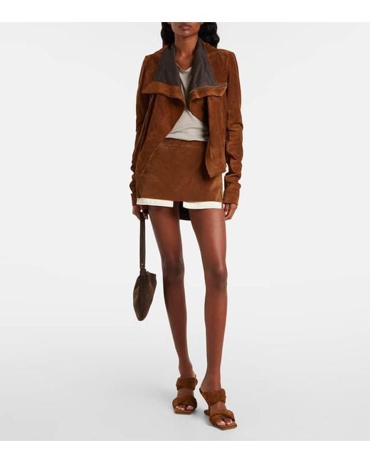 Rick Owens Brown Jacke Aus Veloursleder