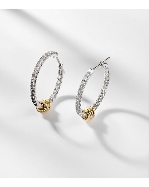Spinelli Kilcollin White Argo Demi Sterling And 18Kt Hoop Earrings With Diamonds
