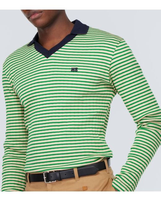Wales Bonner Green Sonic Striped Cotton-blend Polo Shirt for men
