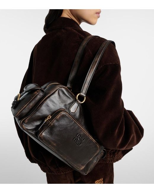 Miu Miu Black Pocket Leather Shoulder Bag