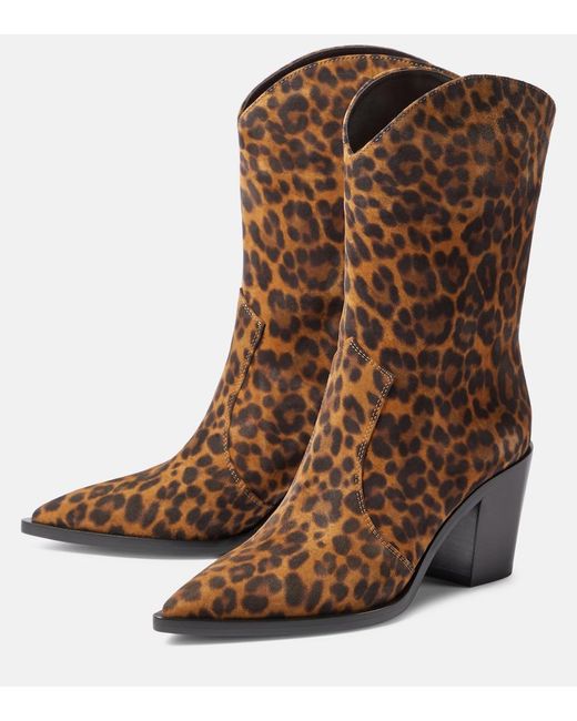 Gianvito Rossi Brown Denver Leopard-Print Leather Boots