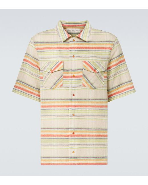 God's True Cashmere Natural Seaside Gauze Striped Cashmere Shirt for men