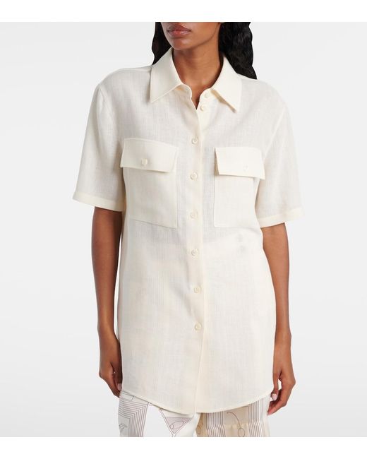 Loro Piana White Shirley Linen Crepe Shirt