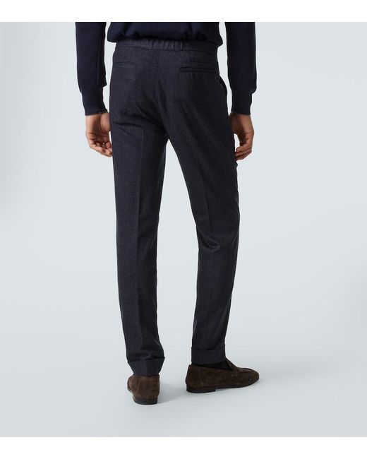 Thom Sweeney Blue Wool Straight Pants for men