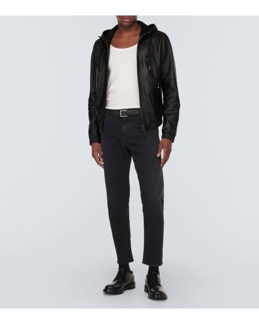 Veste en cuir a logo Dolce & Gabbana pour homme en coloris Black
