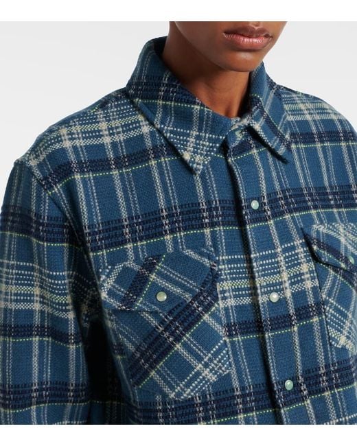 God's True Cashmere Blue Checked Cashmere Shirt