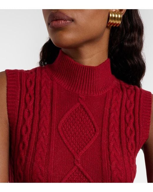 Staud Red Charade Cable-Knit Wool-Blend Minidress