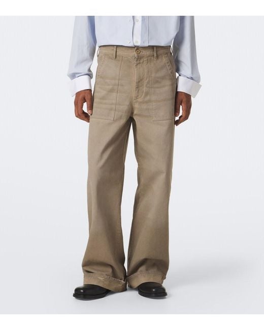Acne Natural Cotton Twill Wide-Leg Pants for men