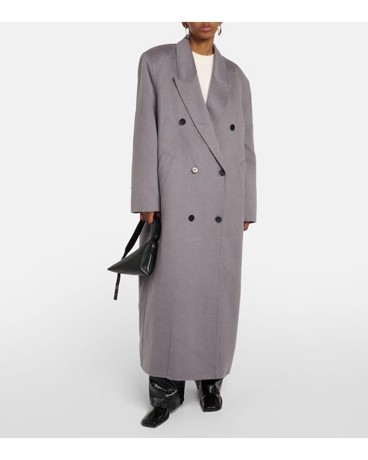 Frankie Shop Gray Gaia Double-breasted Wool-blend Coat