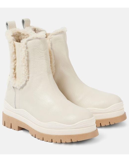 Bogner Natural Arosa 8 Shearling-Lined Leather Chelsea Boots