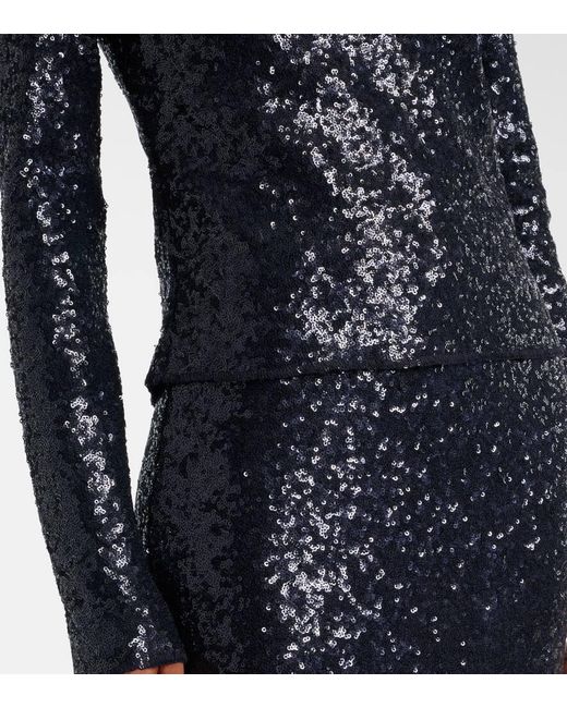 Polo Ralph Lauren Blue Sequined Turtleneck Top