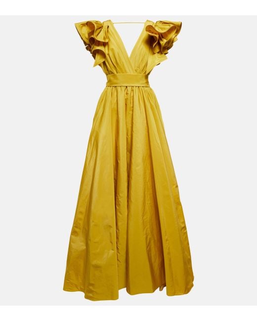 Elie Saab Yellow Ruffle-trimmed Taffeta Gown