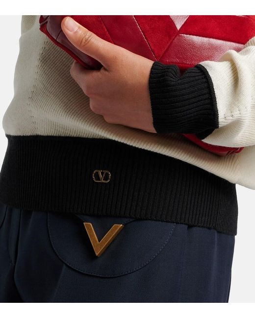 Valentino White Vlogo Wool-Blend Sweater