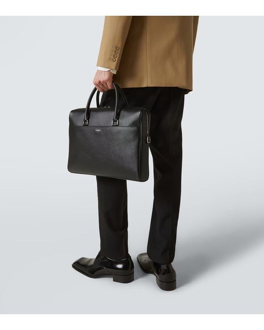 Saint Laurent Black Duffle Leather Briefcase for men