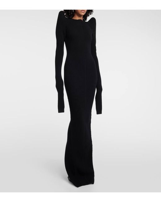 Rick Owens Blue Cashmere And Wool Gown
