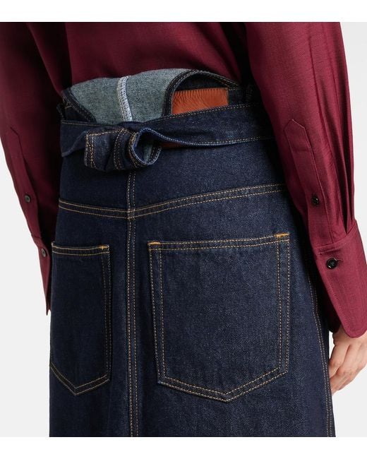 Victoria Beckham Blue Convertible Denim Midi Skirt