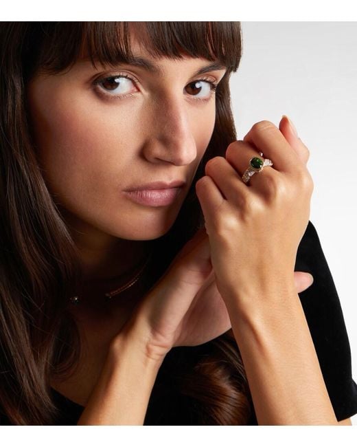 Marina B White Ondine 18Kt Ring With Diamonds And Tourmaline