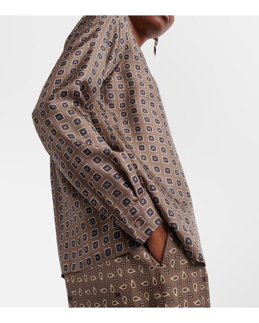Max Mara Brown Disco Printed Silk Twill Shirt
