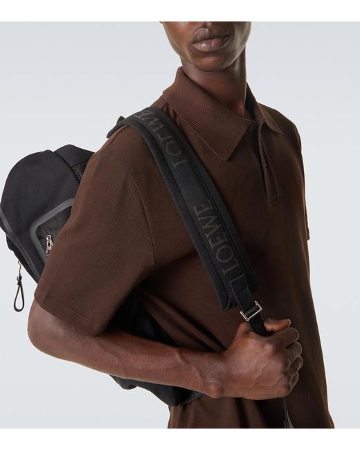 Loewe Black Flex Canvas And Suede Backpack for men