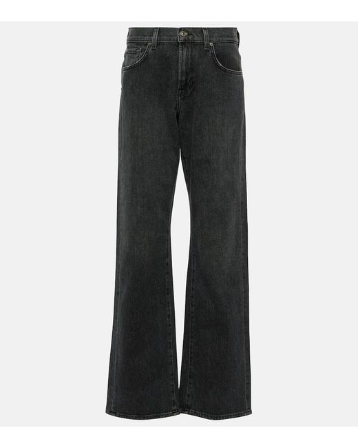 7 For All Mankind Black High-Rise Wide-Leg Jeans Tess
