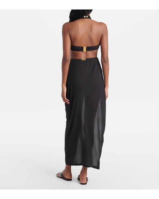 Balmain Black Self-Tie Asymmetrical Beach Pareo