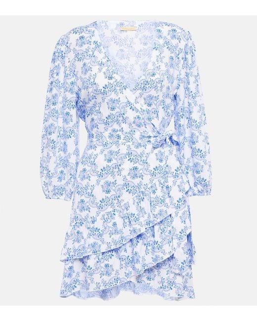 Melissa Odabash Blue Legacy Floral Wrap Minidress