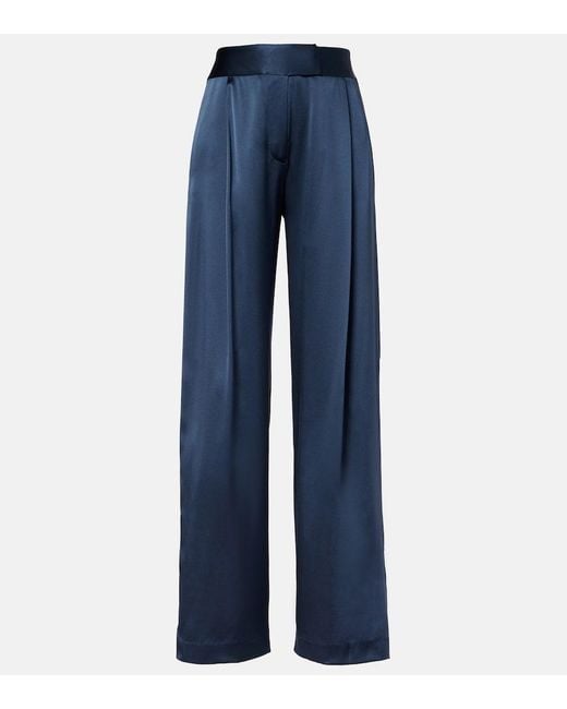 The Sei Blue High-Rise Silk Wide-Leg Pants