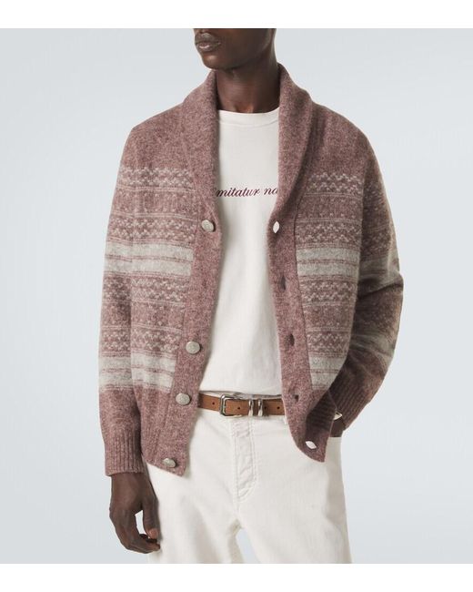 Brunello Cucinelli Brown Alpaca, Cashmere, And Wool-Blend Cardigan for men