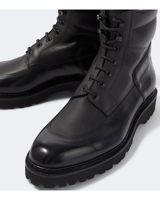 John Lobb Black Peak Leather Lace-Up Boots for men