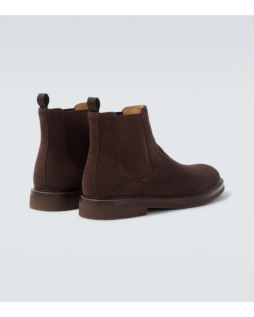 Brunello Cucinelli Brown Suede Chelsea Boots for men