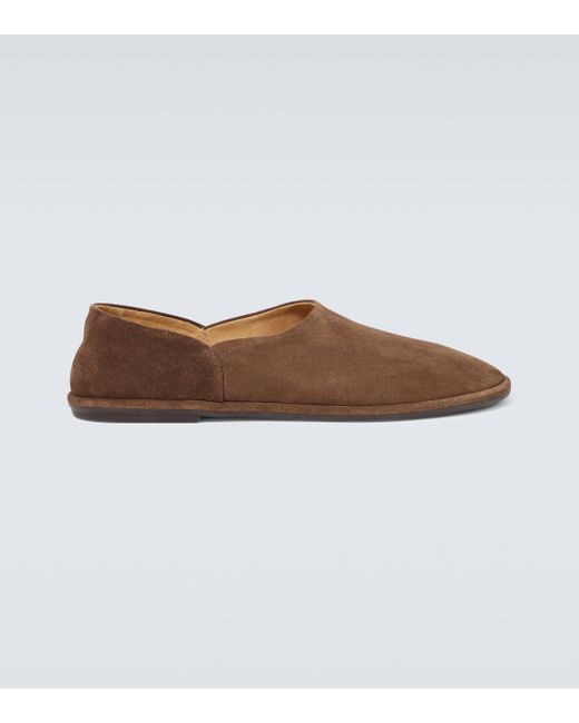 The Row Brown Canal Suede Slip-on Shoes for men