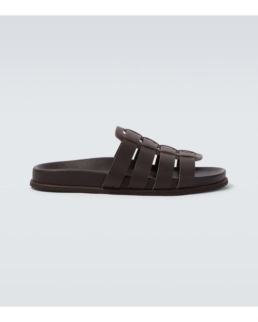 Ancient Greek Sandals Brown Laodamas Leather Fisherman Sandals for men
