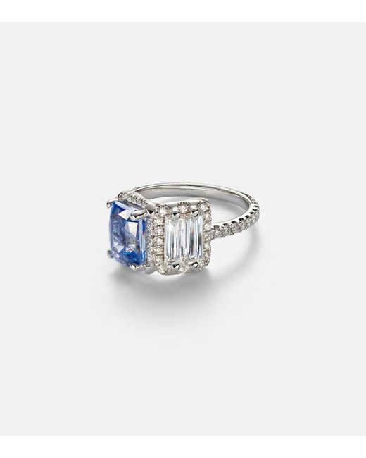 Suzanne Kalan White 18Kt Ring With Sapphire And Diamonds