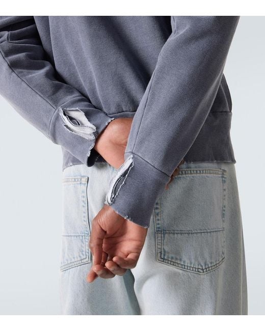 Our Legacy Blue Relic Distressed Cotton Jersey Hoodie for men