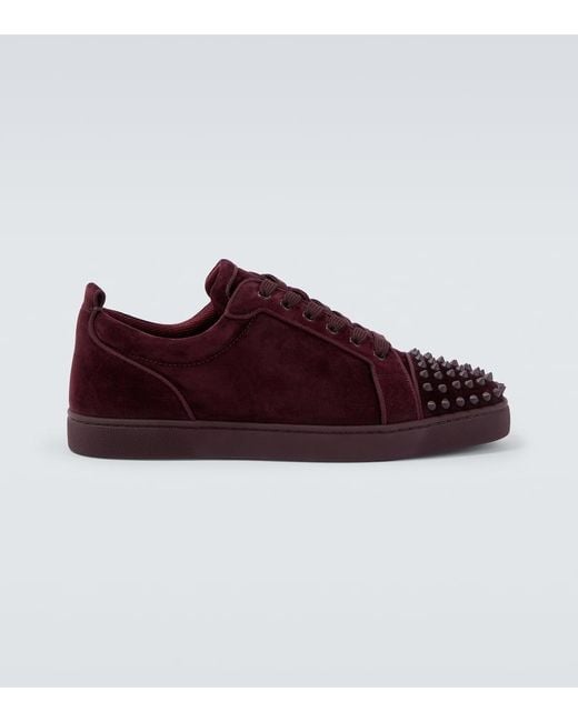 Christian Louboutin Red Louis Junior Spikes Suede Sneakers for men