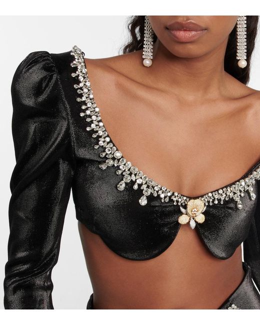 Miss Sohee Black Embellished Bra Top With Gloves