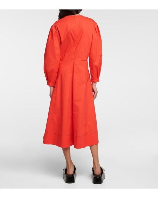 Proenza Schouler Red White Label Cotton Poplin Midi Dress