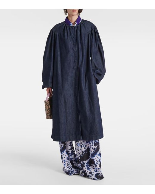 Dries Van Noten Blue Mantel Aus Denim
