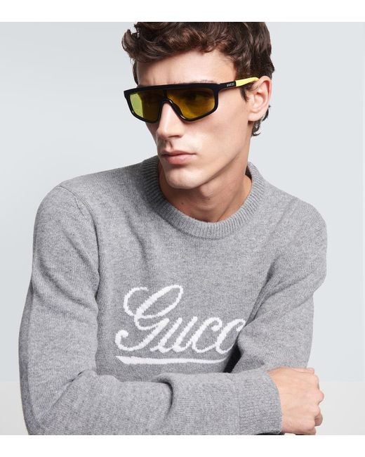 Gucci Brown Mask Sunglasses for men