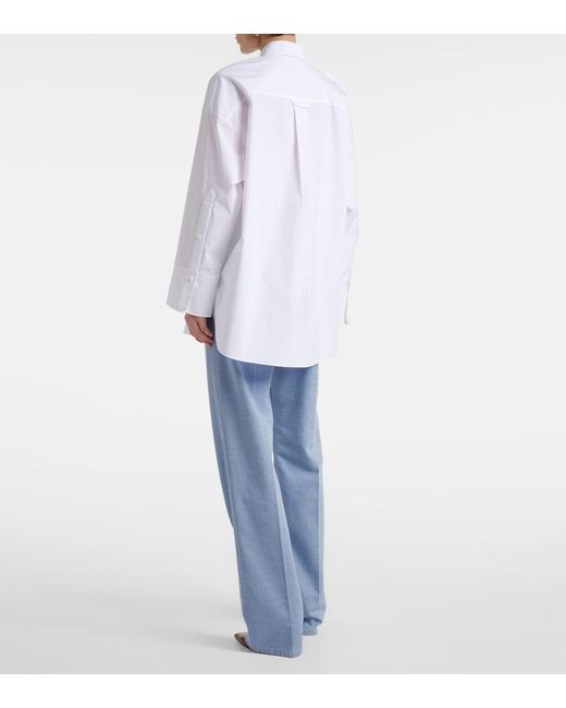 Dorothee Schumacher White Floral-Applique Cotton-Blend Poplin Shirt