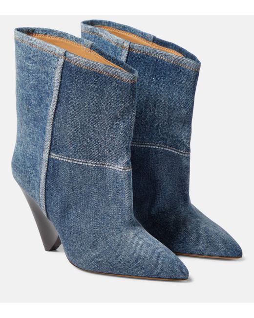 Isabel Marant Blue Miyako Two-tone Denim Ankle Boots