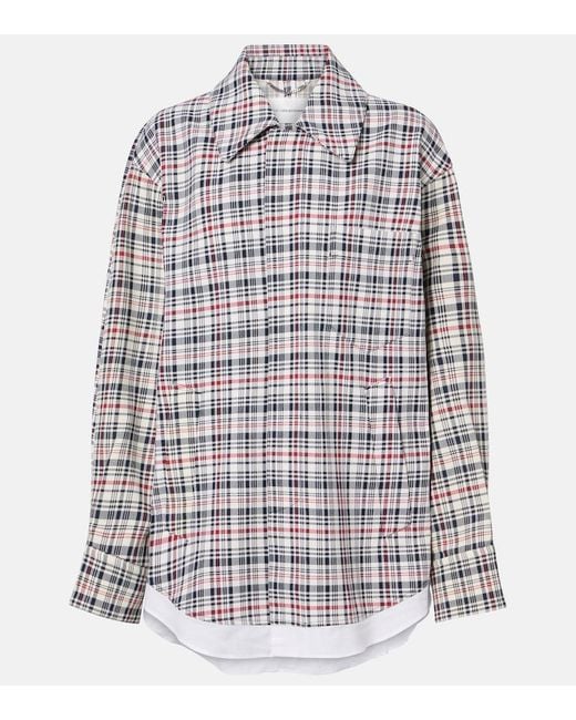 Victoria Beckham White Checked Oversized Cotton And Wool Jacket