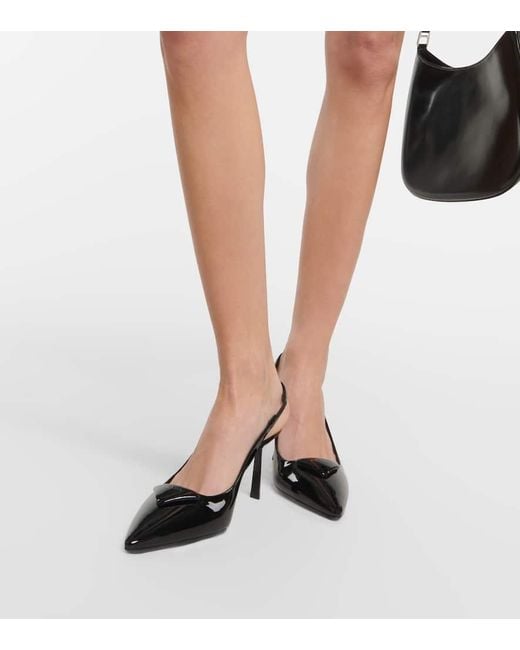 Prada Black Logo Patent Leather Slingback Pumps