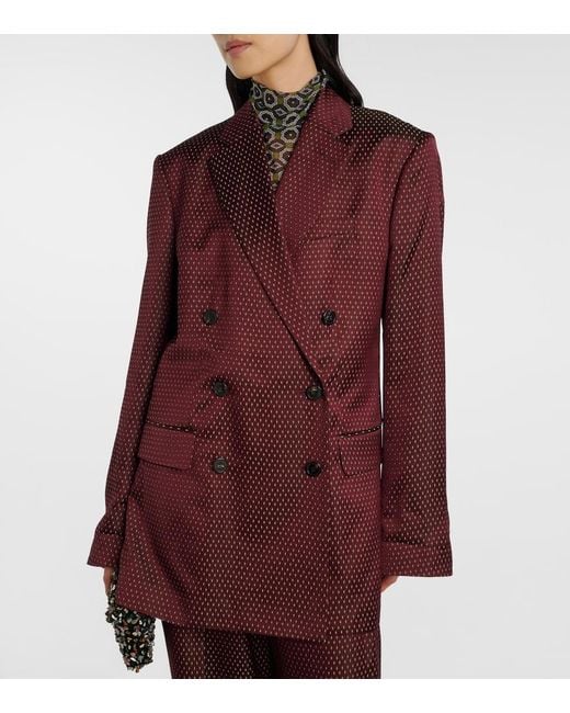 Dries Van Noten Red Polka-Dot Double-Breasted Blazer