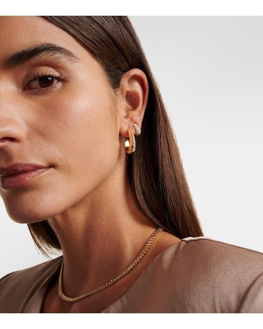 Anita Ko Metallic 18Kt Hoop Earrings With Diamonds