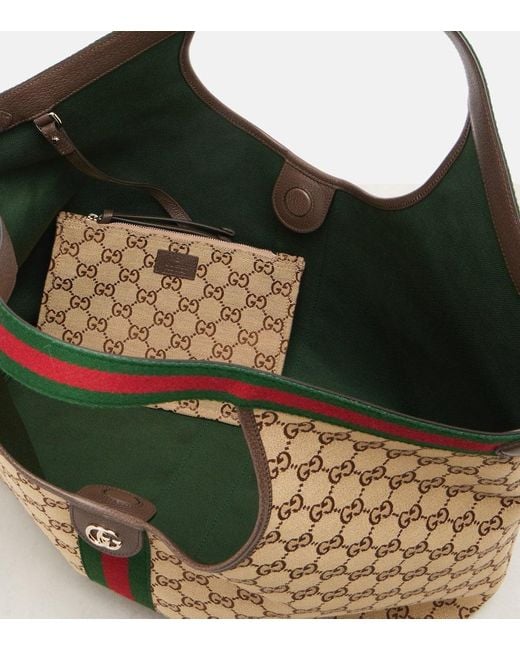 Gucci Brown Giglio Gg Canvas Large Tote Bag