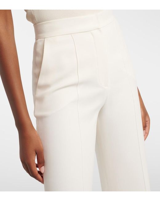 Elie Saab White High-Rise Cady Wide-Leg Pants